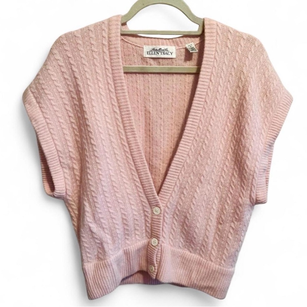 Vintage Ellen Tracy Lambswool/Angora Blend Cable Sweater (Petite Medium)